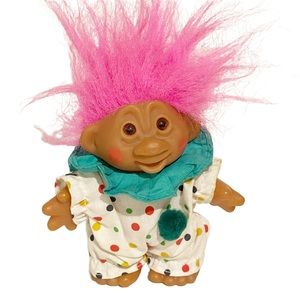 Vintage Dam Troll‎ Adopt A Norfin 1986 with Clothes Retro Vintage Pink Clown